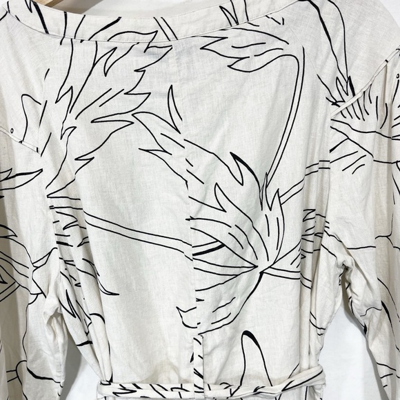 Banana Republic Linen Blend Tie-Waist Top Stone Washed Career Office Size XL - Picture 8 of 11